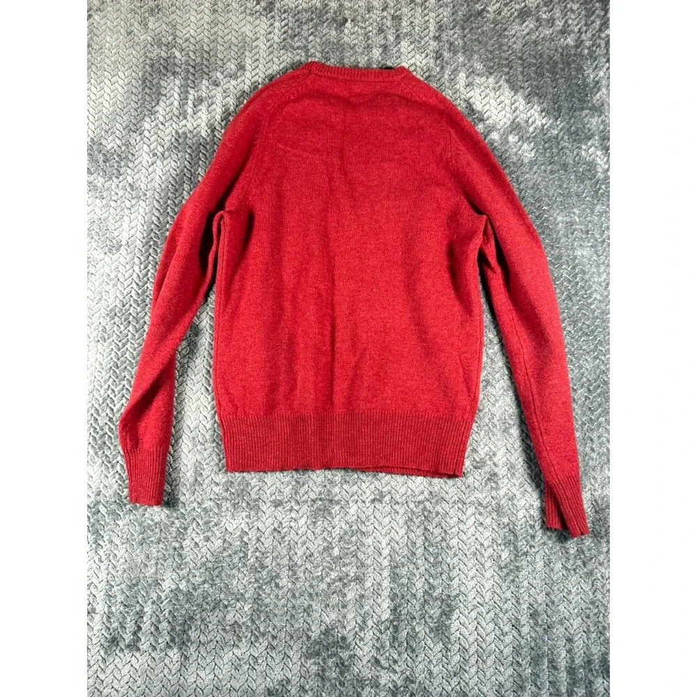 J.Crew Lambswool Sweater‎ Womens Small Red Extra Cozy Soft Ribbed Knit Crew Neck